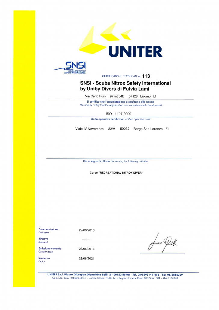 Recreational Nitrox Diver ISO 11107:2009